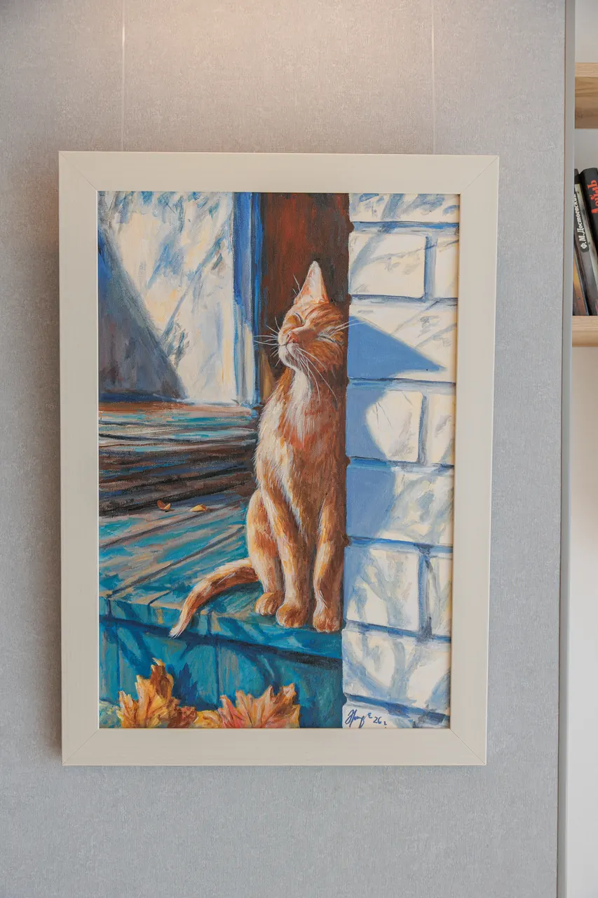 Original Orange Cat acrylic artwork by Inessa Gogia